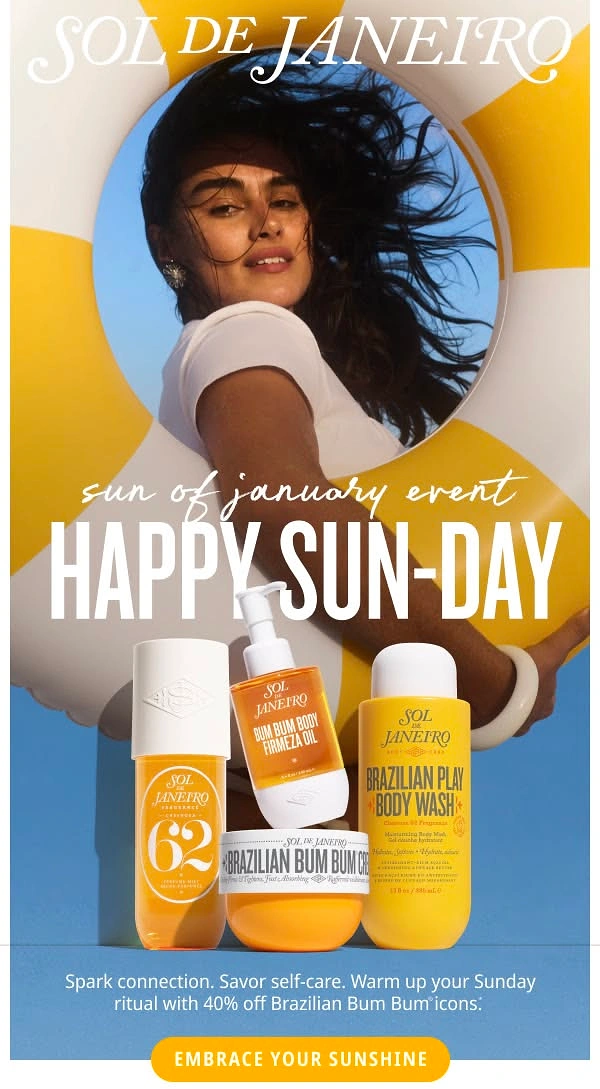 Sunscreen & Sun Care creative ad: Sun-Day pun anchors campaign poster