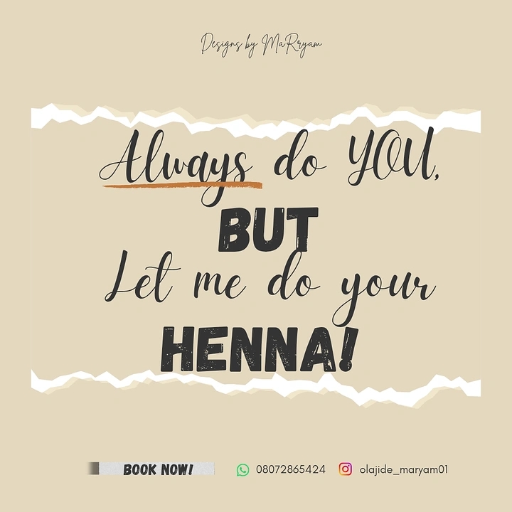 Mehndi & Henna Artists creative ad: Witty henna service copy and CTA