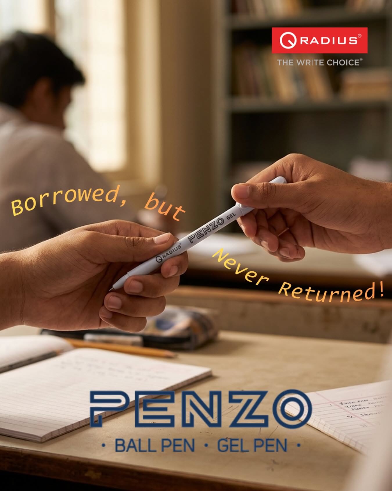 Instagram post: Borrowed-pen message creates witty narrative