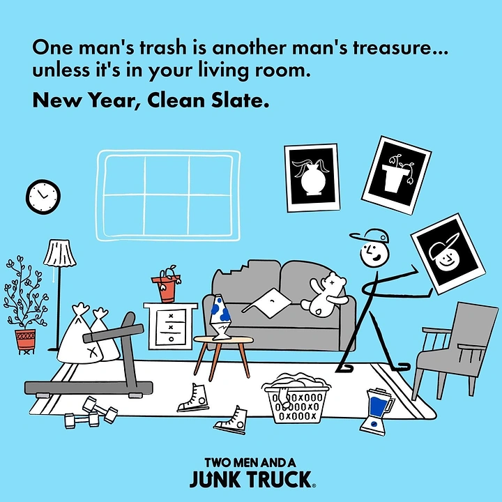 Junk Removal creative ad: Illustrated clean-slate trash concept