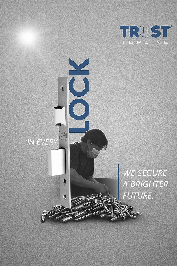 Locksmiths creative ad: Mortise lock as giant typographic sculpture