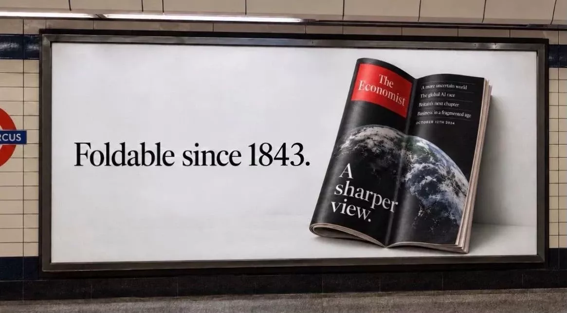 Witty 'Foldable since 1843' print-vs-phone jab