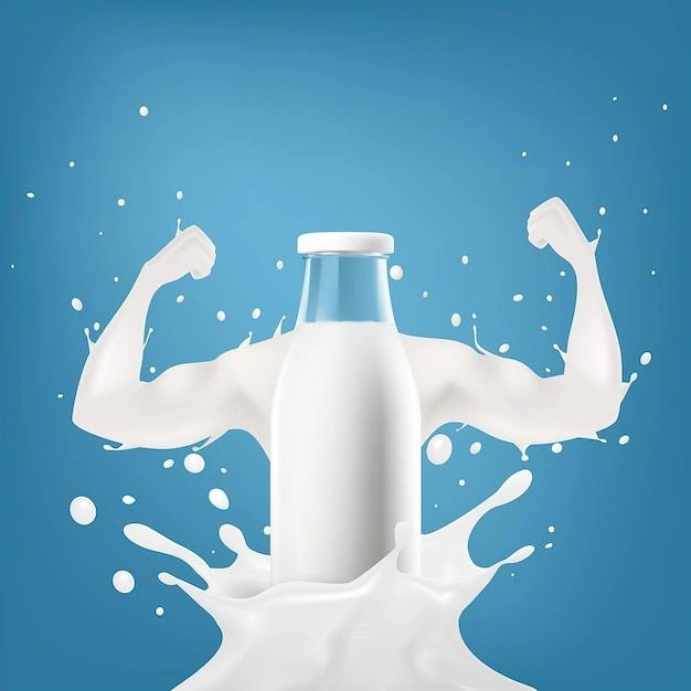 Dairy Brands creative ad: Milk splash forms flexing muscular arms
