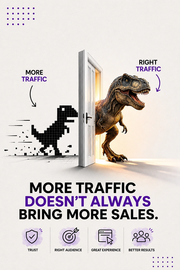 Agency creative ad: Pixel dino vs real T-rex traffic metaphor