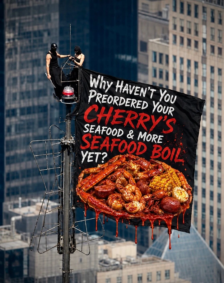Seafood Restaurants creative ad: Street poster dramatizes overflowing seafood boil