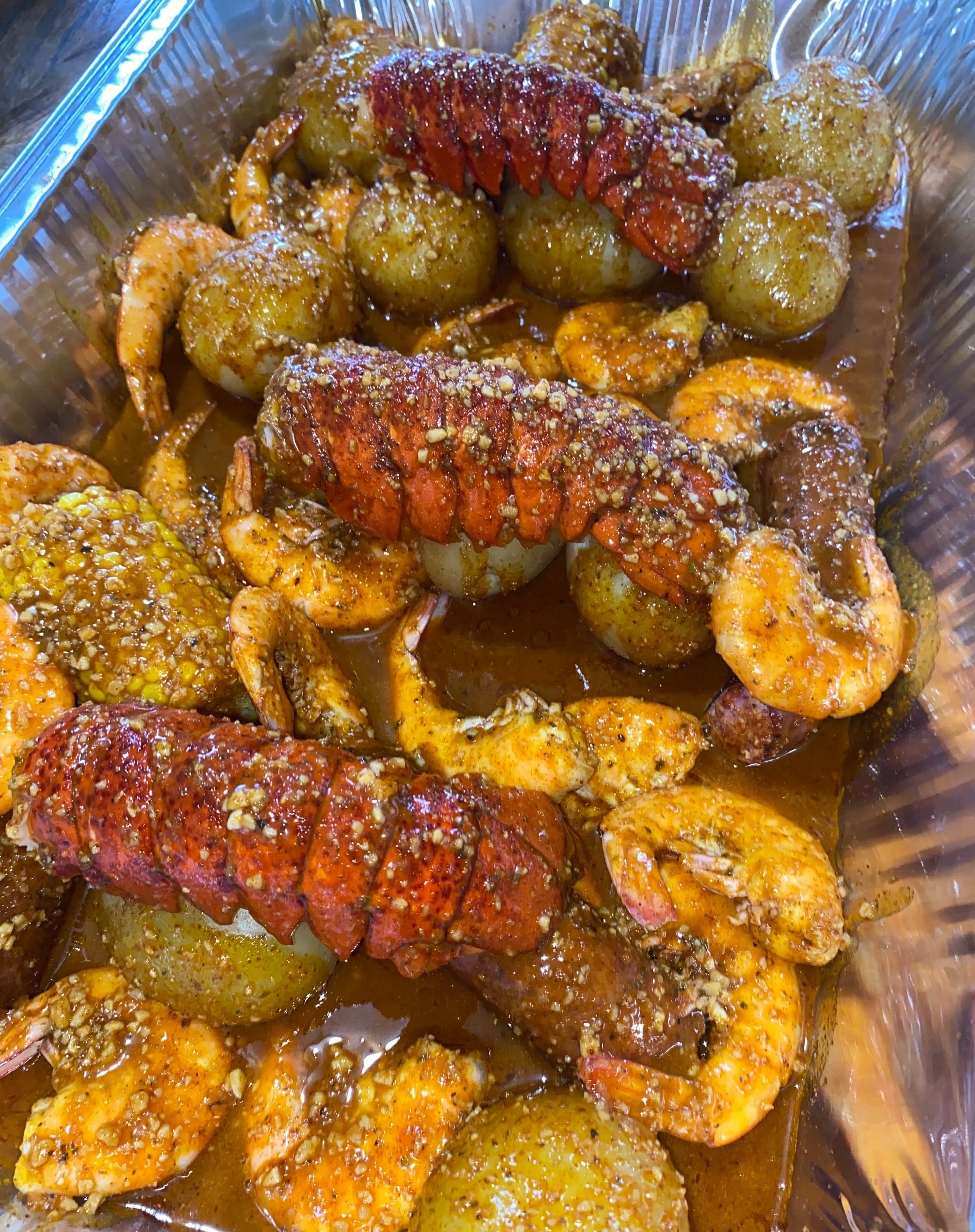 Instagram post: Street poster dramatizes overflowing seafood boil, slide 6