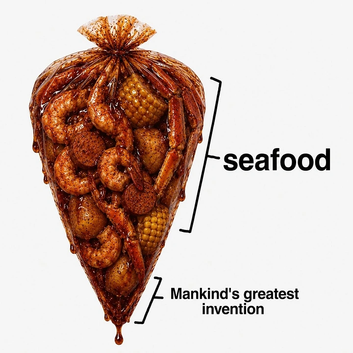 Seafood Restaurants creative ad: Seafood bag cleverly becomes Christmas tree