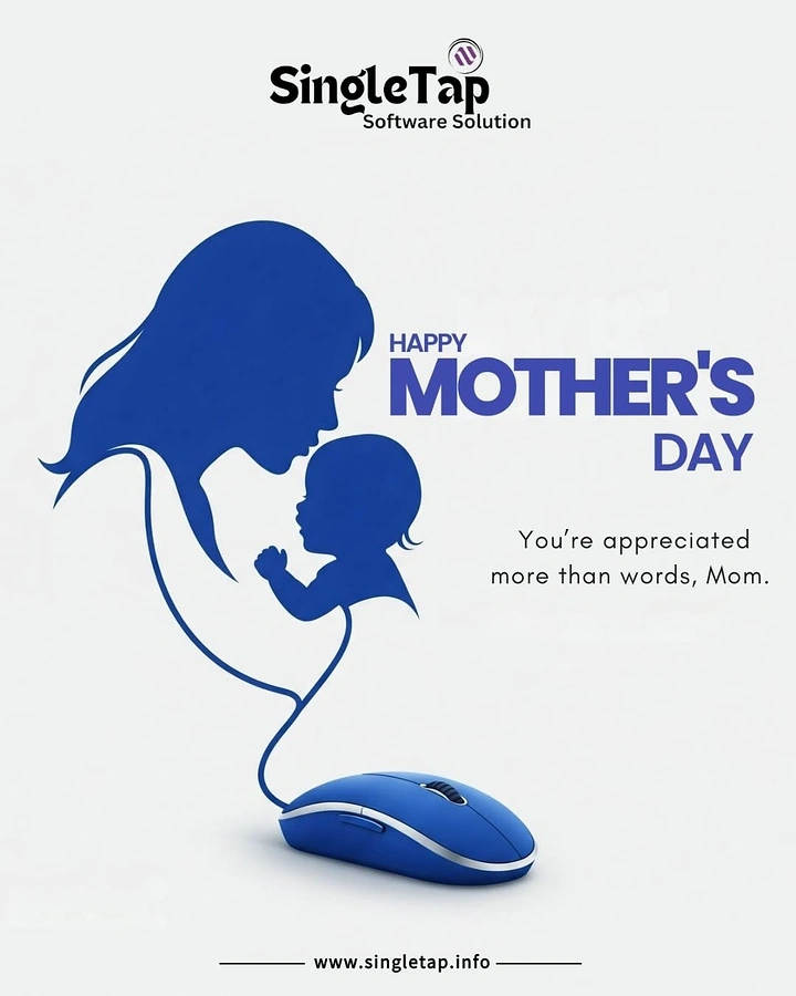 Mother's Day creative ad: Mother-and-baby silhouette formed from a computer mouse cable