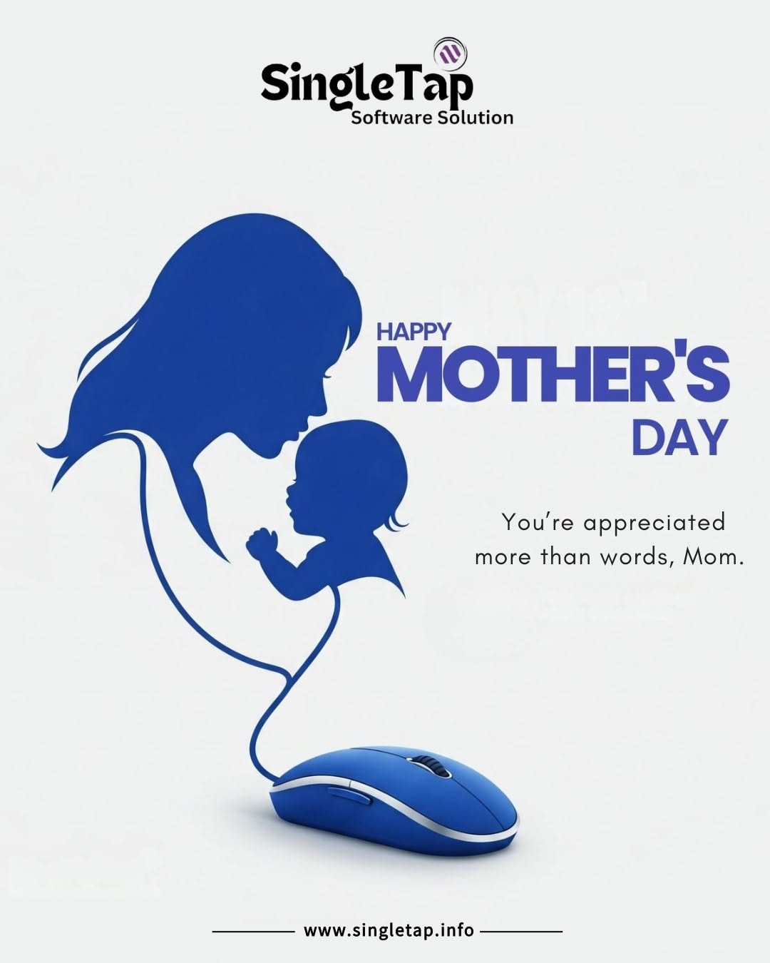 Mother-and-baby silhouette formed from a computer mouse cable