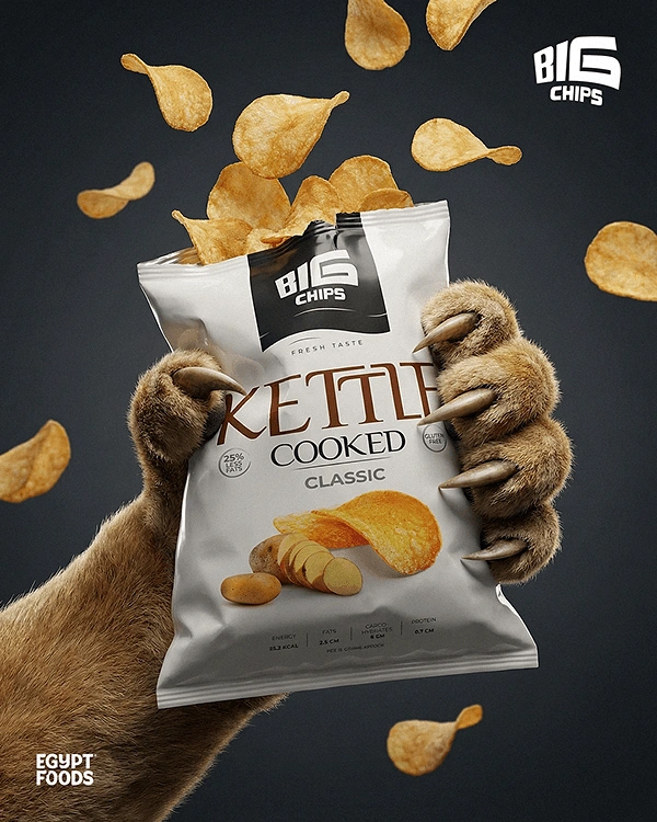 Snacks & Namkeen Brands creative ad: Bear paw grips Kettle bag