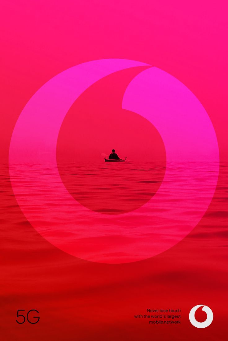 Poster: Lone kayaker on vast sea framed by a giant translucent brand logo