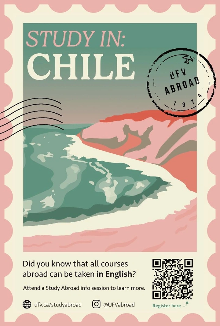 Study Abroad Consultants creative ad: Stylized Chile landscape destination concept