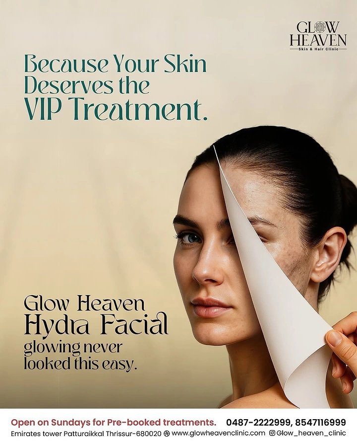 Skin & Cosmetic Clinics creative ad: Skin peeled like paper reveals glow