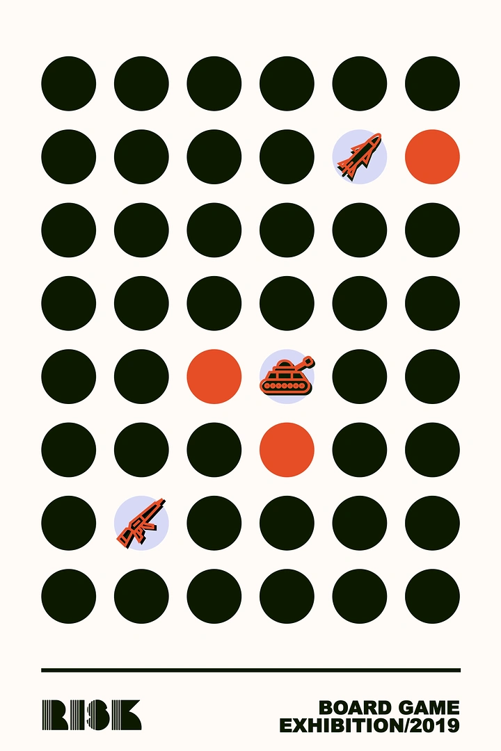 Board Games & Game Cafes creative ad: Minimal grid turns games into graphic system