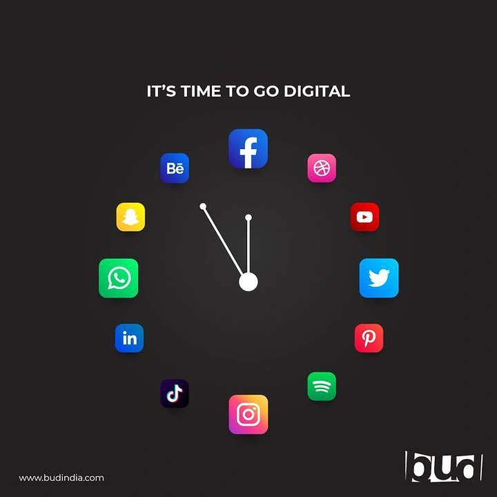 Agency creative ad: Social icons form clock: time to go digital