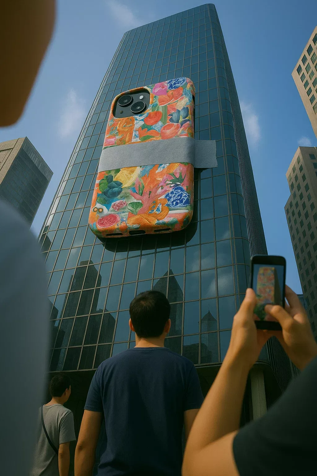 Story: Oversized case becomes building billboard