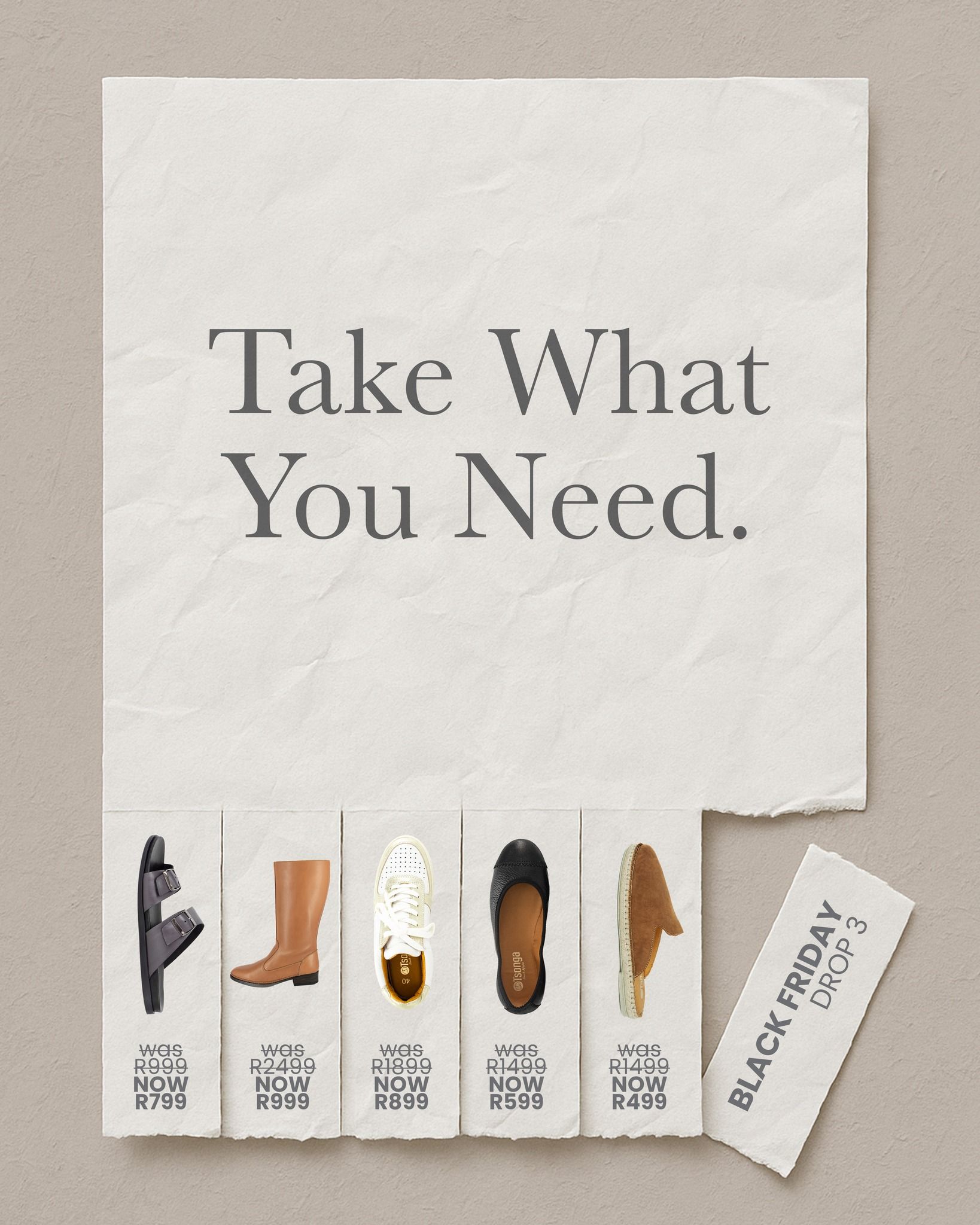 Tear-off paper flyer with shoe product tabs