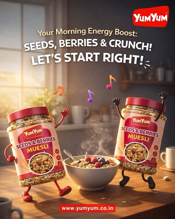 Breakfast Cereals & Oats creative ad: Anthropomorphic muesli jars perform
