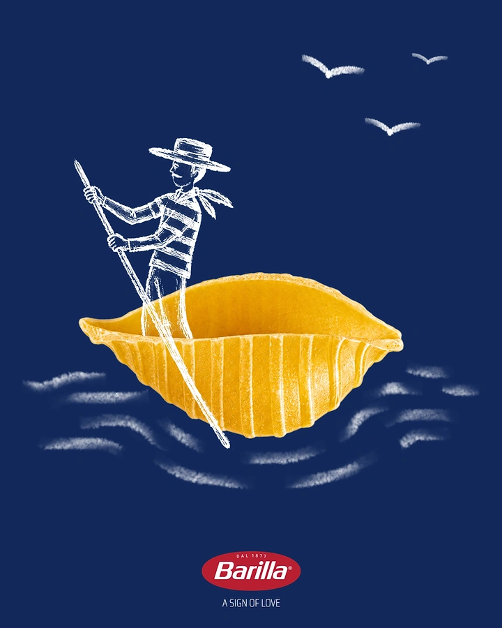 Instant Noodles & Pasta Brands creative ad: Fisherman catches giant pasta shell