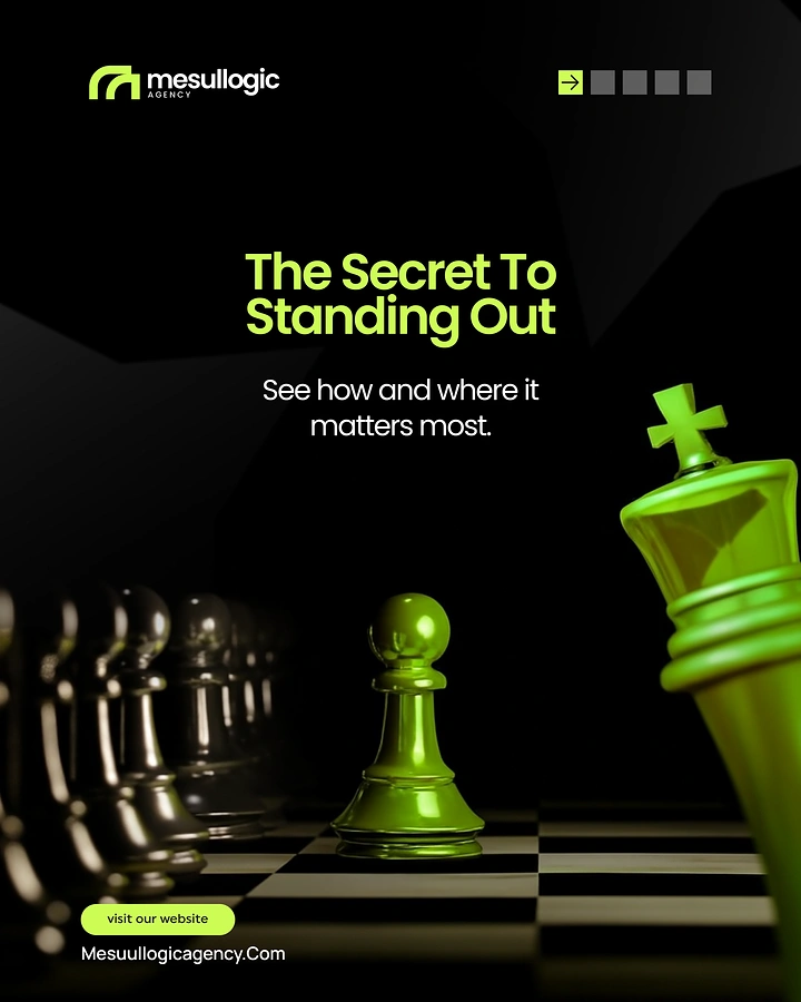 Agency creative ad: Green pawn stands out, moody craft