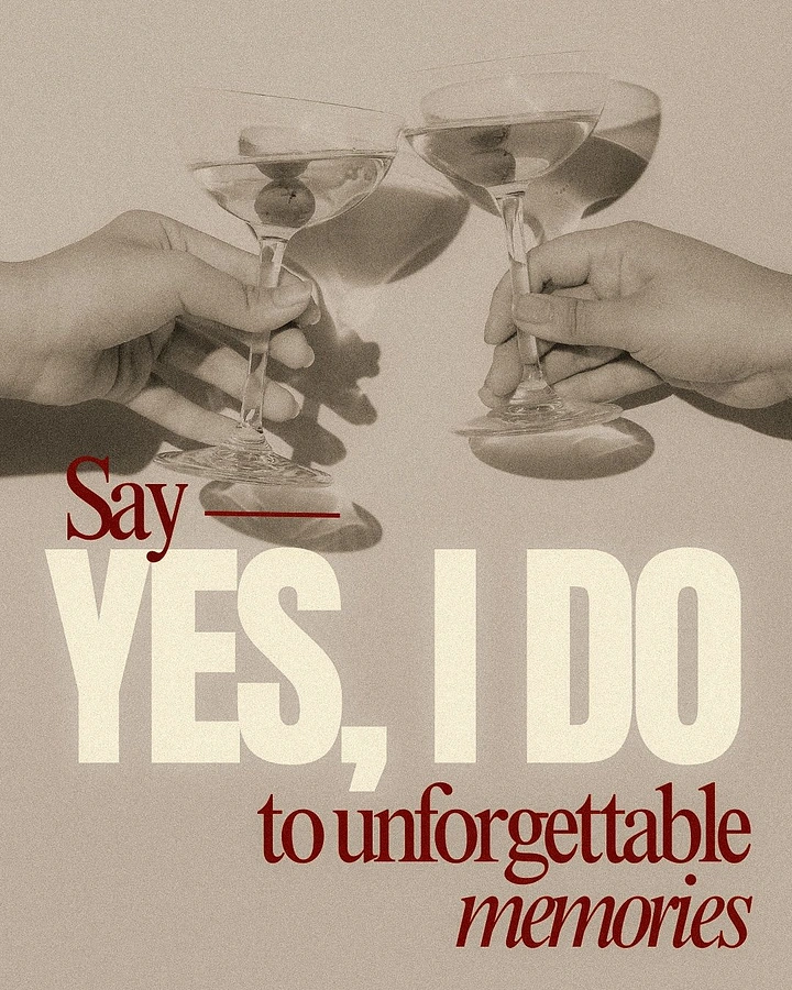 Banquet Halls & Venues creative ad: Two hands toasting cocktail coupe glasses