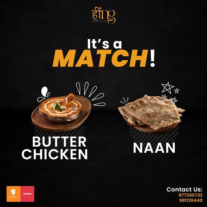 Cloud Kitchens & Food Trucks creative ad: Butter chicken and naan 'It's a Match'