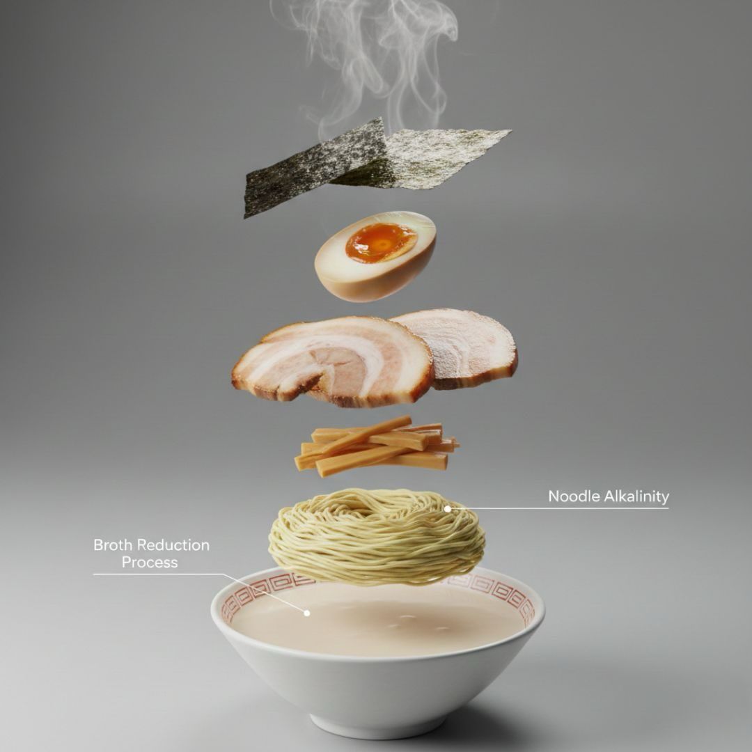 Instagram post: Exploded noodle bowl construction