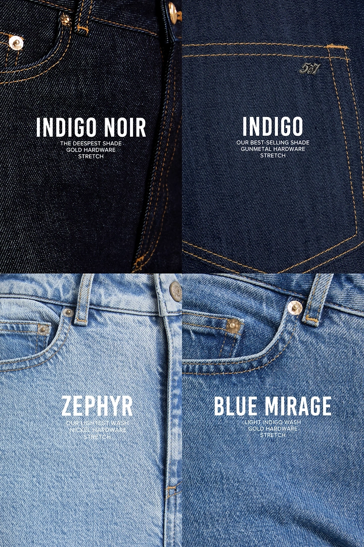Denim & Jeans Brands creative ad: Fabric swatches create premium naming system