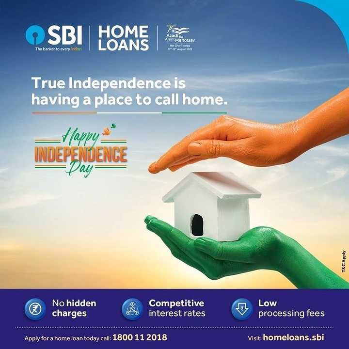 Independence Day creative ad: Saffron- and green-painted hands sheltering a small white house