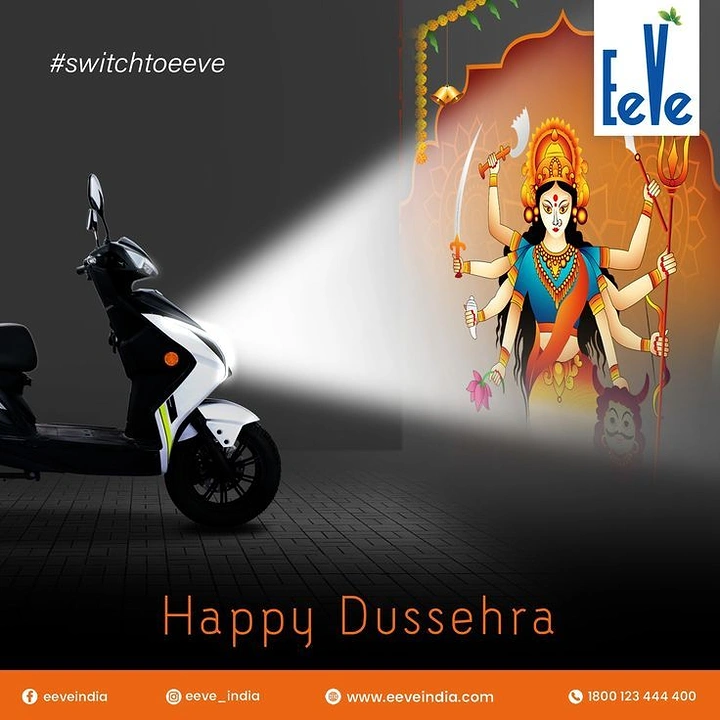 Dussehra creative ad: Scooter headlight illuminates Durga; striking