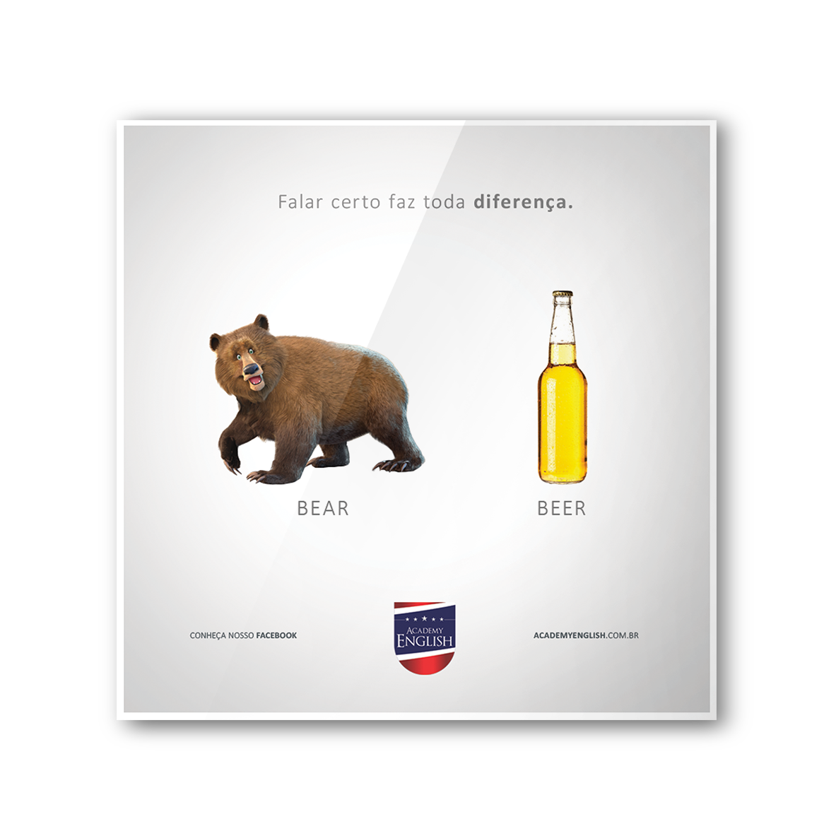 Instagram post: A bear and a beer bottle side by side, showing that pronunciation matters