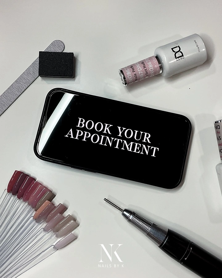 Nail Salons creative ad: Phone screen reads Book Your Appointment