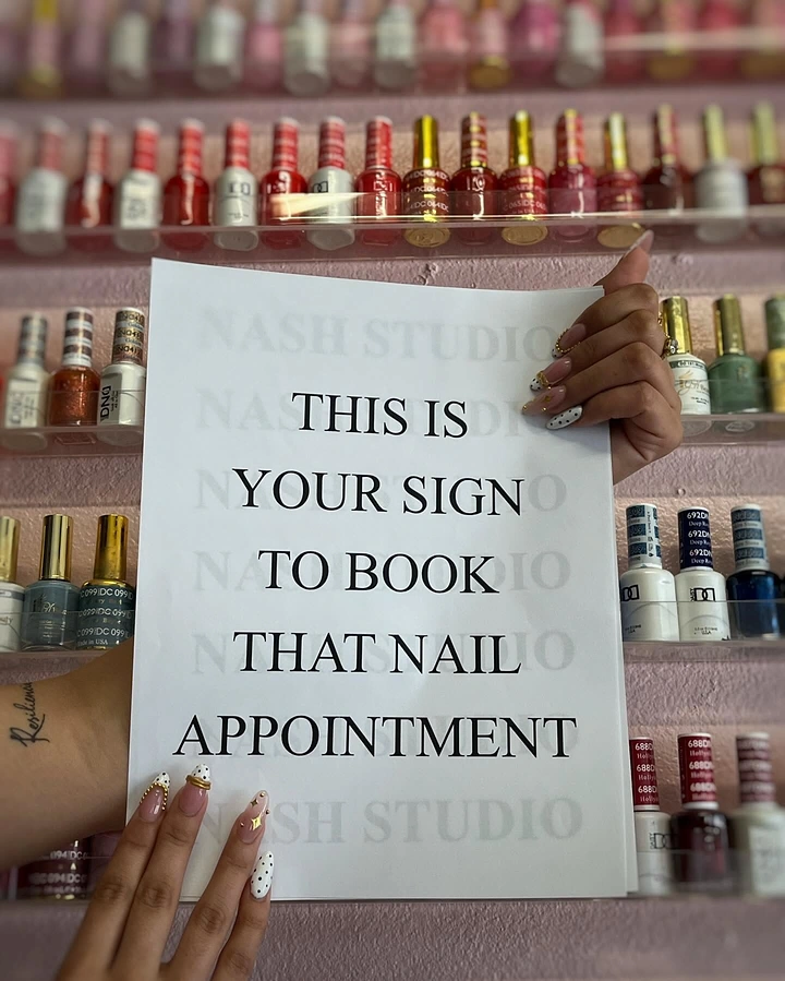 Nail Salons creative ad: 'This is your sign' pun sign held up