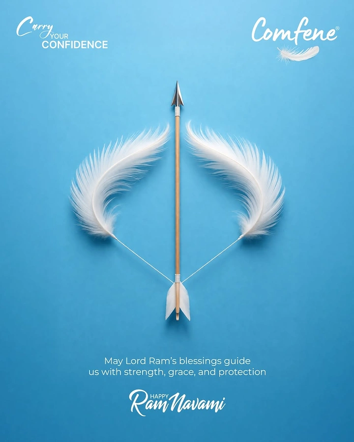 other-festival creative ad: Bow built from two white feathers with a wooden arrow
