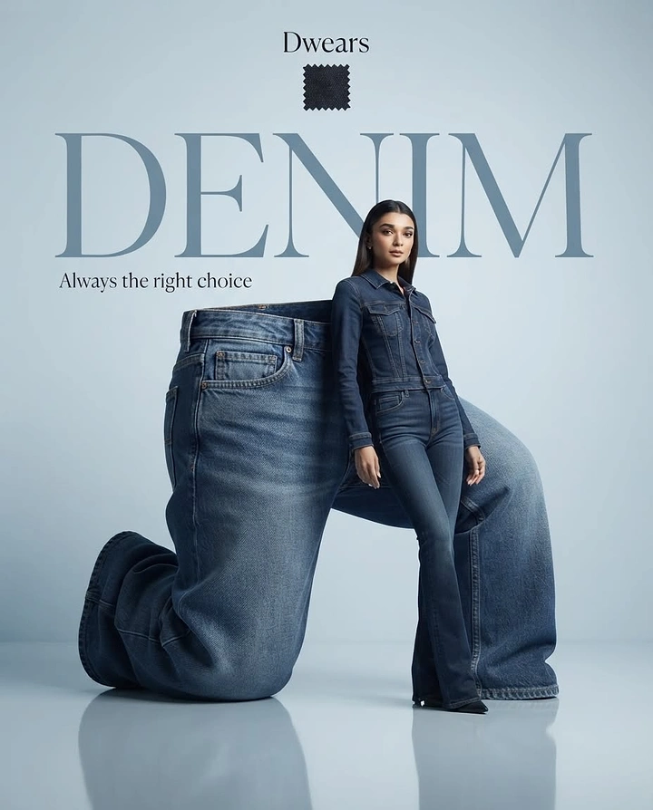 Denim & Jeans Brands creative ad: Giant jeans sculpture becomes brand metaphor