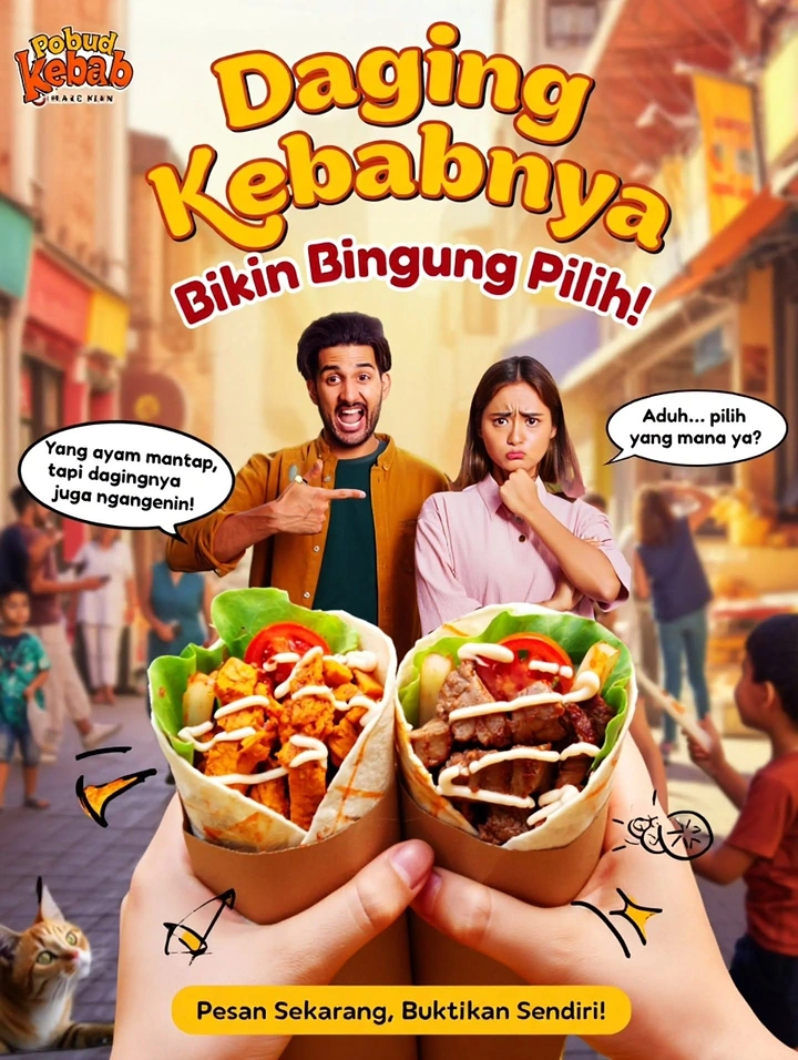 Arabic & Middle Eastern Restaurants creative ad: Humorous choice-driven kebab campaign
