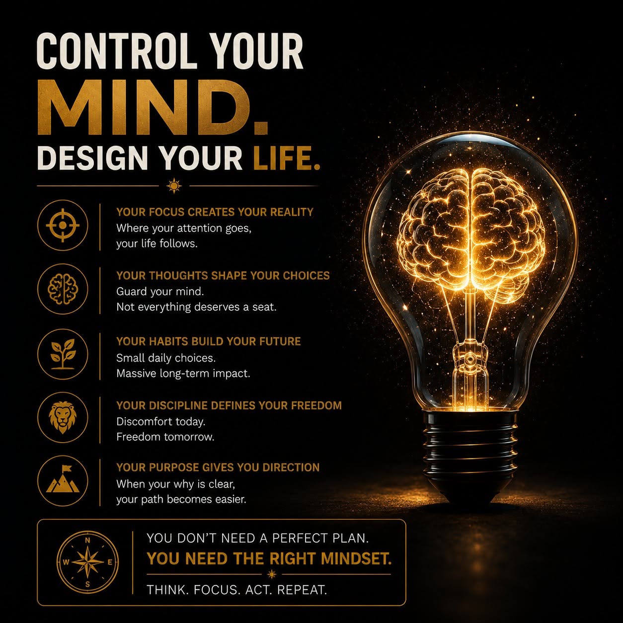 Instagram post: Brain bulb visualizes mindset design