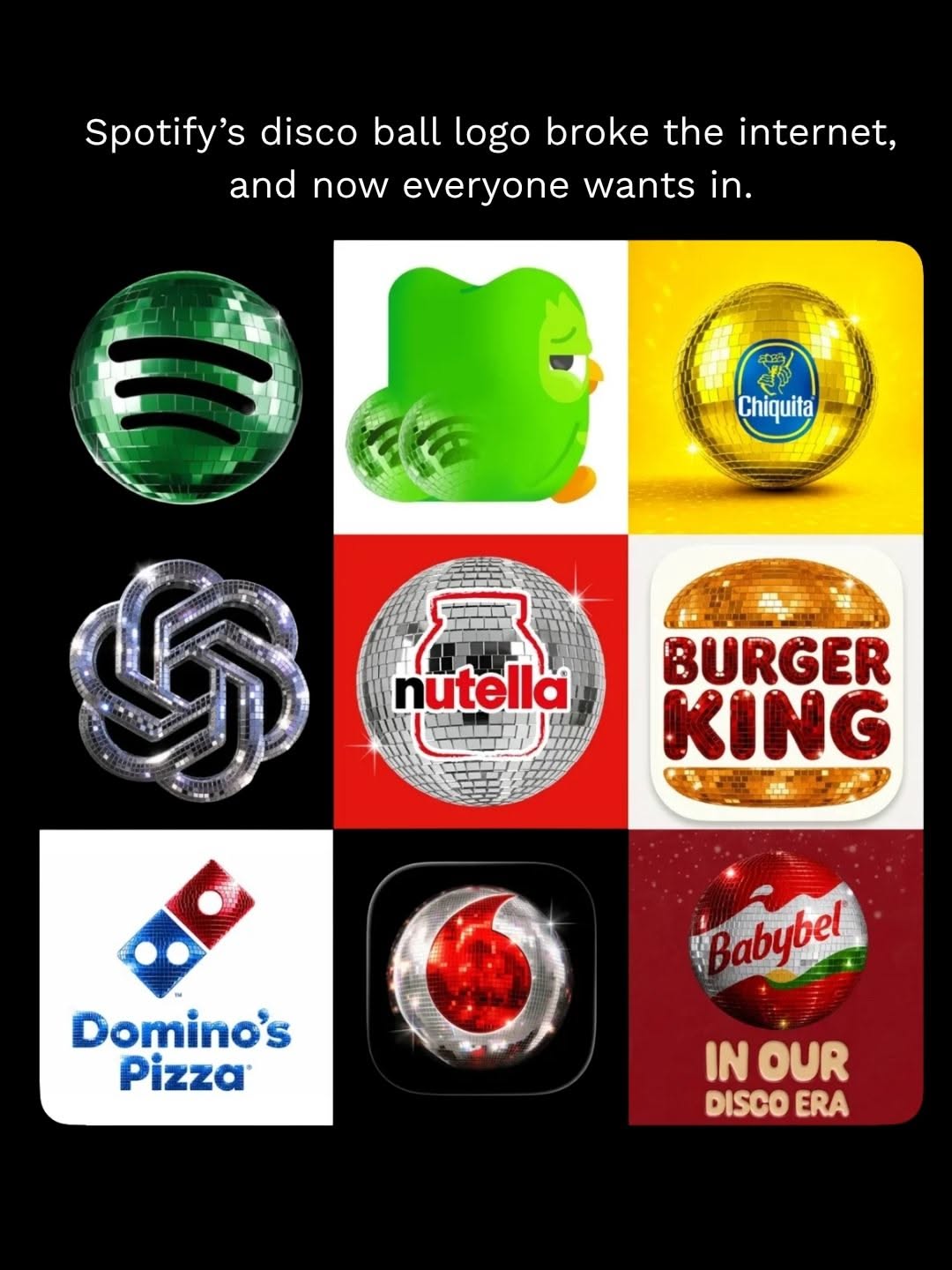 Instagram post: Spotify logo becomes disco-ball metaphor, slide 2