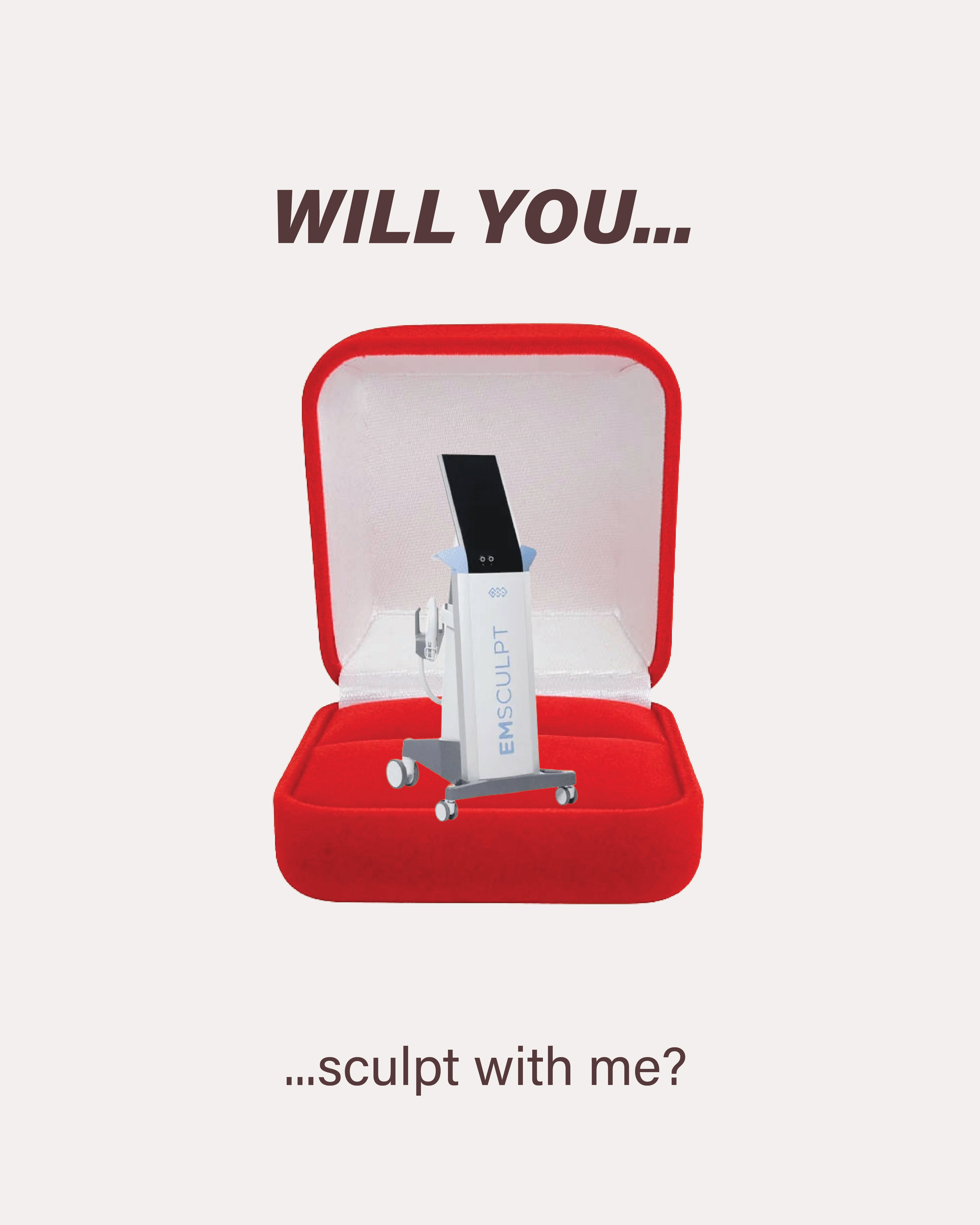 Facial treatment machine inside an open red ring box