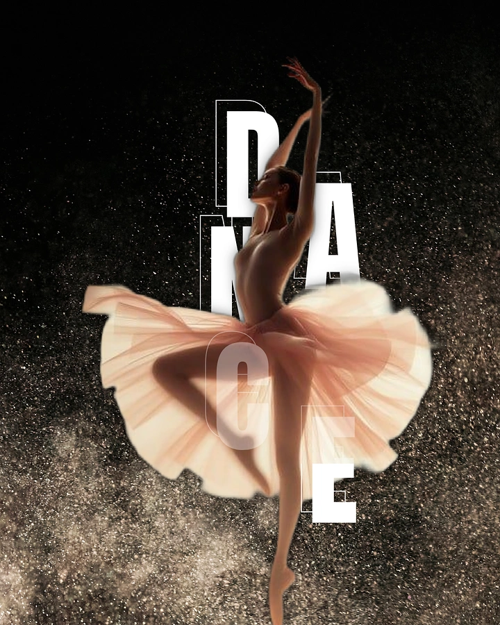 Events & Nightlife creative ad: Ballet dancer in a pale peach tutu suspended amid airborne particles