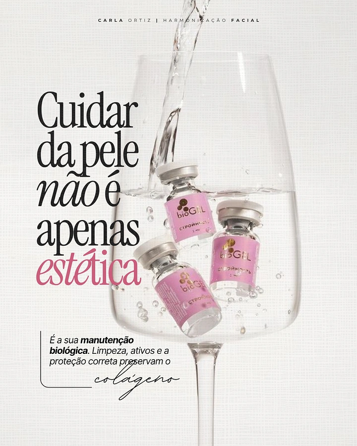 Skin & Cosmetic Clinics creative ad: Serum vials submerged in wine glass, editorial type