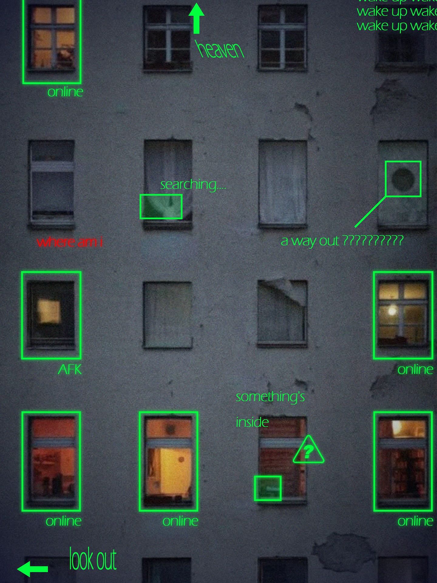 Instagram post: Annotated building turns escape clues into interface