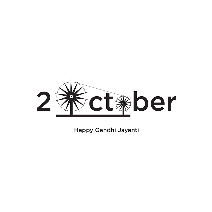 Gandhi Jayanti creative ad: Charkha wheels replacing the letter O in the word October