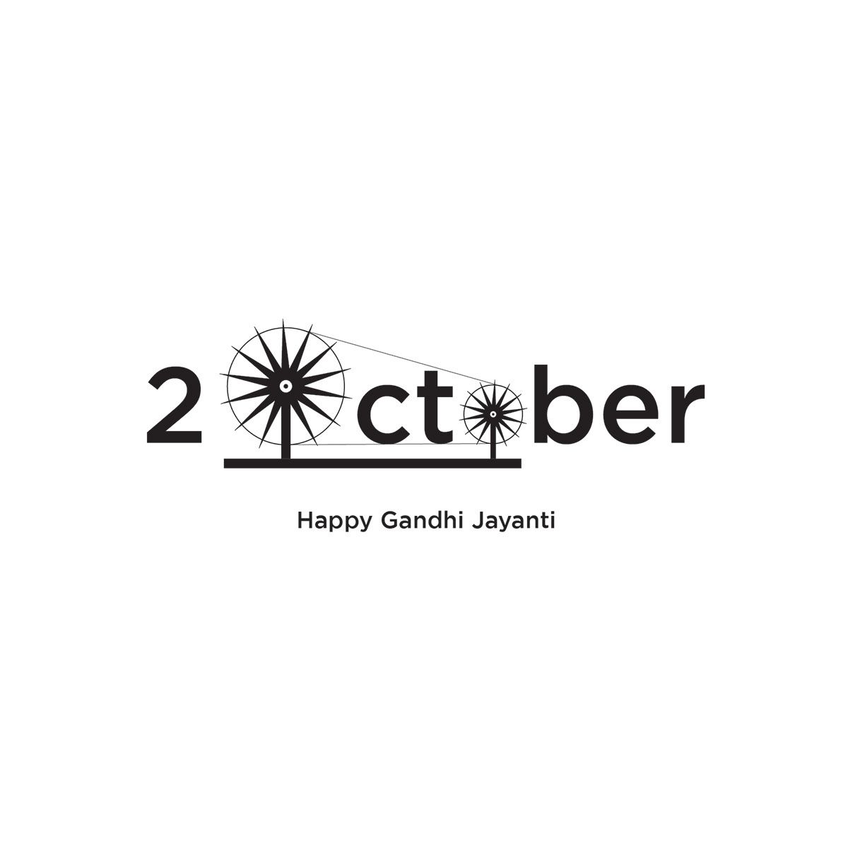 Charkha wheels replacing the letter O in the word October