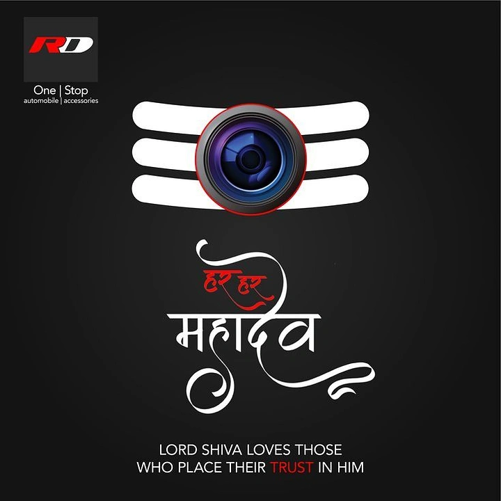 other-festival creative ad: White tripundra stripes with a car camera lens as the centre