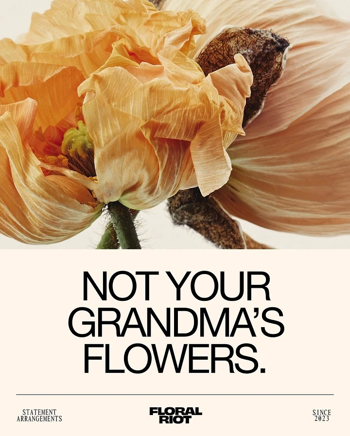 Florists creative ad: Witty 'Not your grandma's flowers' copy