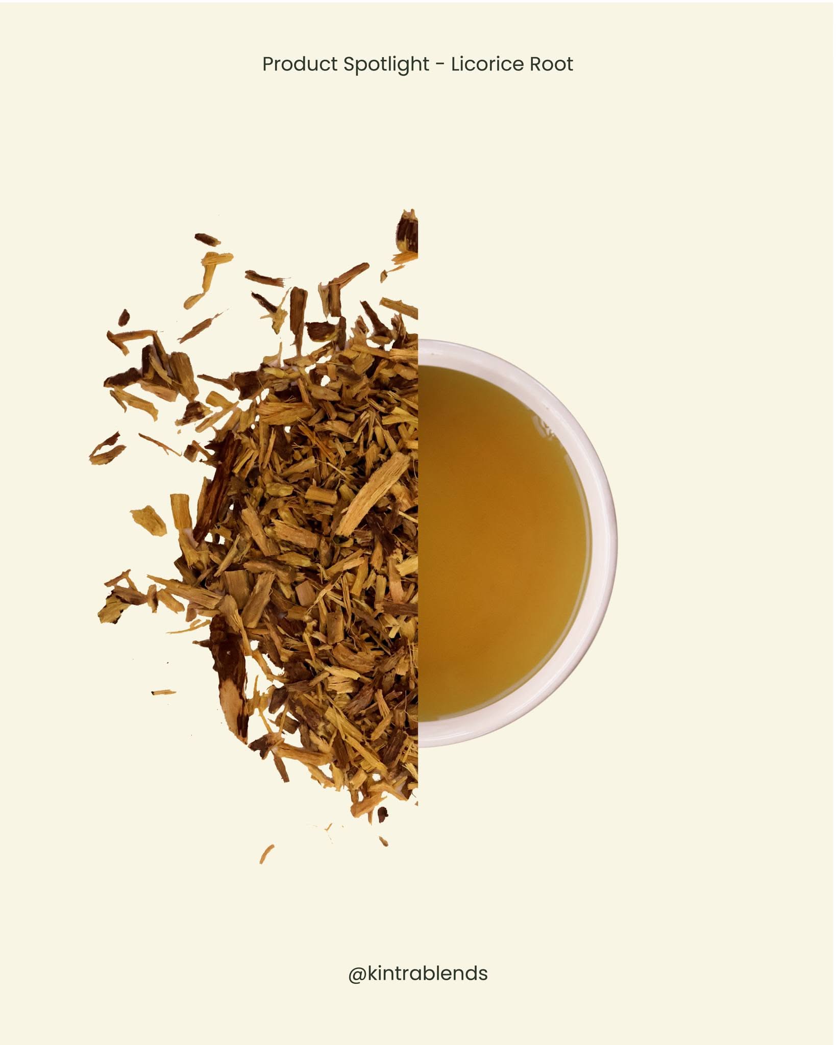 Instagram post: Split circle: root half, tea half, slide 1