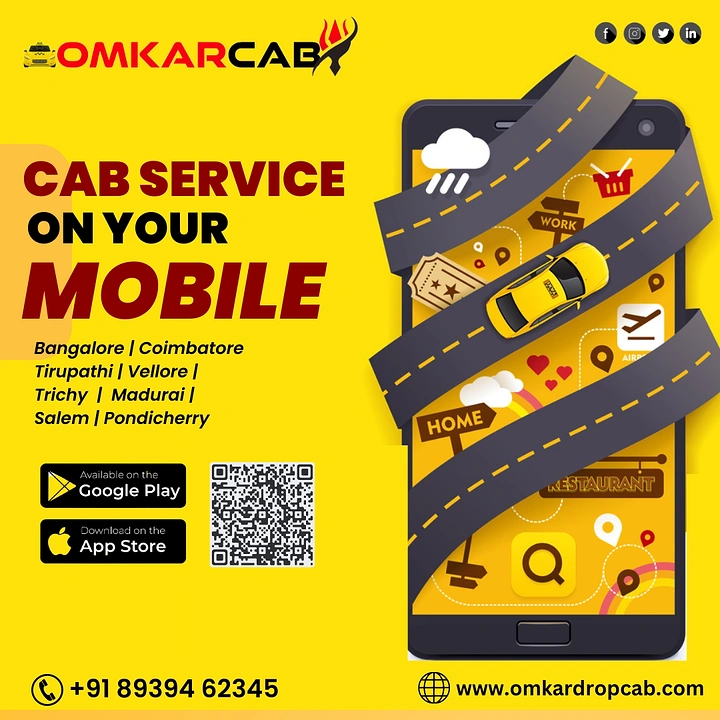 Taxi & Cab Services creative ad: Phone becomes cab-service road network