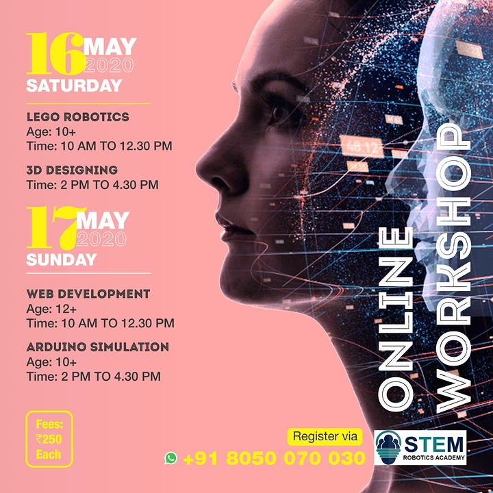 Robotics & STEM Classes creative ad: Human-machine profile split conveys robotics