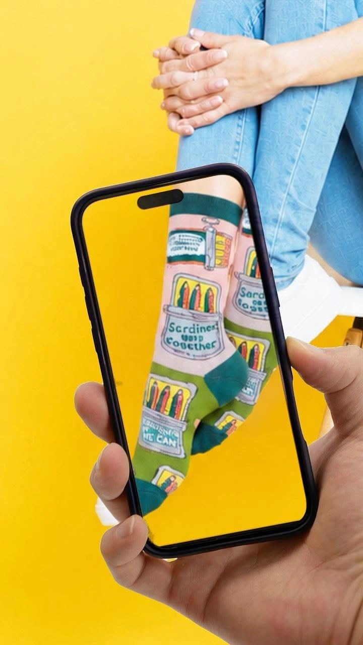 Socks Brands creative ad: Phone frame creates playful product reveal